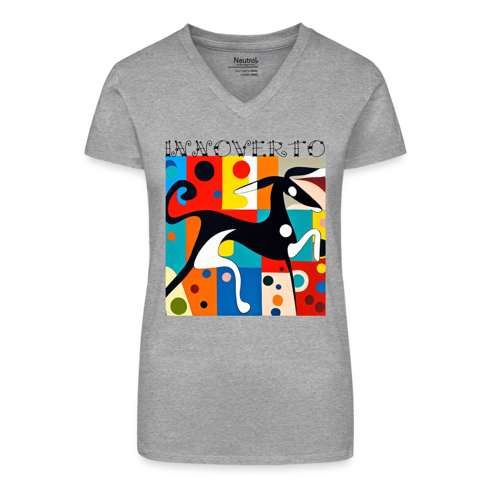 T-shirt bio col V Femme - gris chiné - t-shirt femme lévrier innoverto - innoverto.nice - innoverto.dog