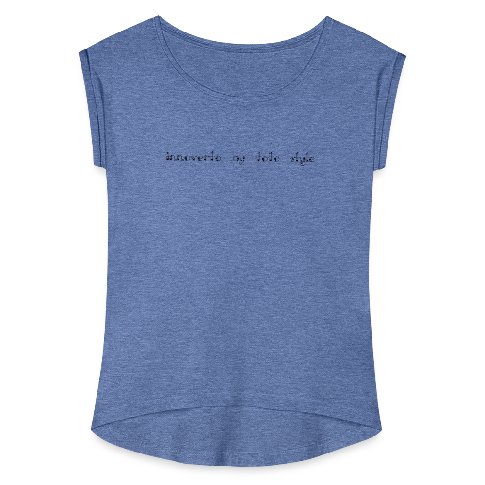 T-shirt à manches retroussées Femme - bleu jeans chiné