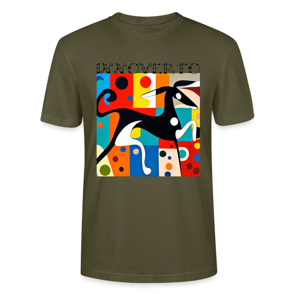 T-shirt bio Homme - kaki - t-shirt homme lévrier innoverto - innoverto.nice - innoverto.dog