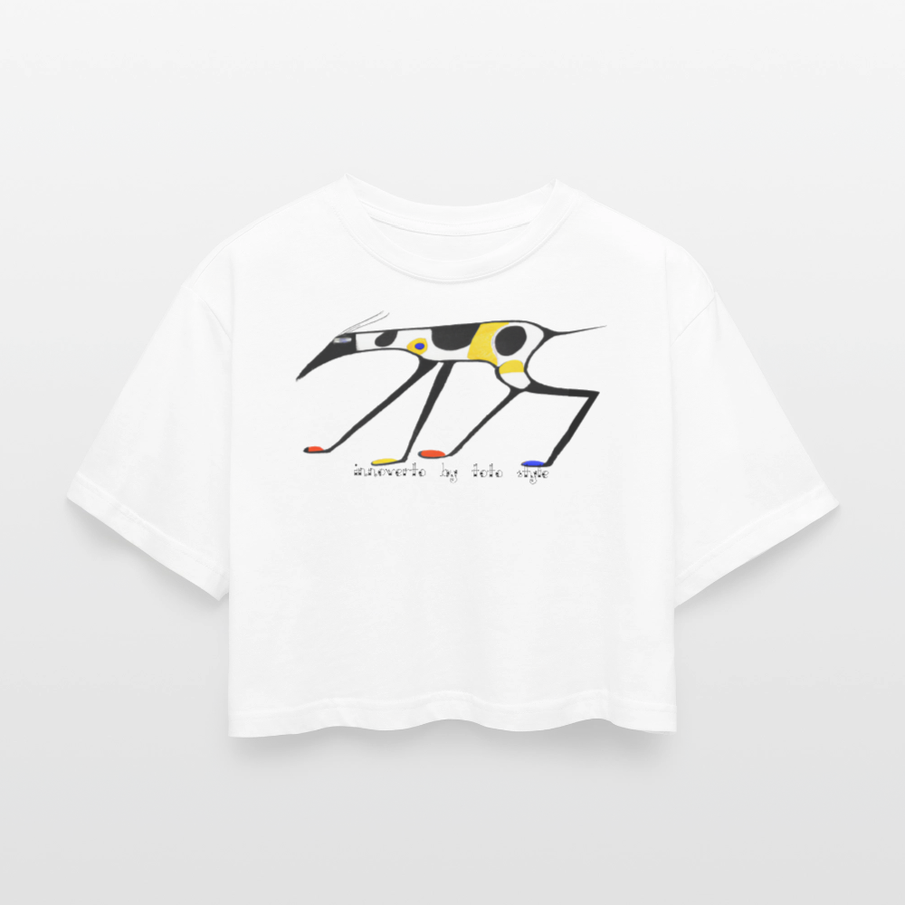 T-shirt court oversize Femme - blanc - t-shirt femme lévrier innoverto - innoverto.nice - innoverto.dog