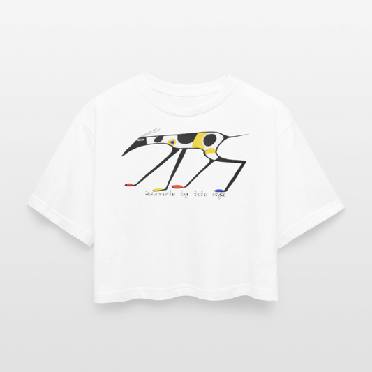 T-shirt court oversize Femme - blanc - t-shirt femme lévrier innoverto - innoverto.nice - innoverto.dog