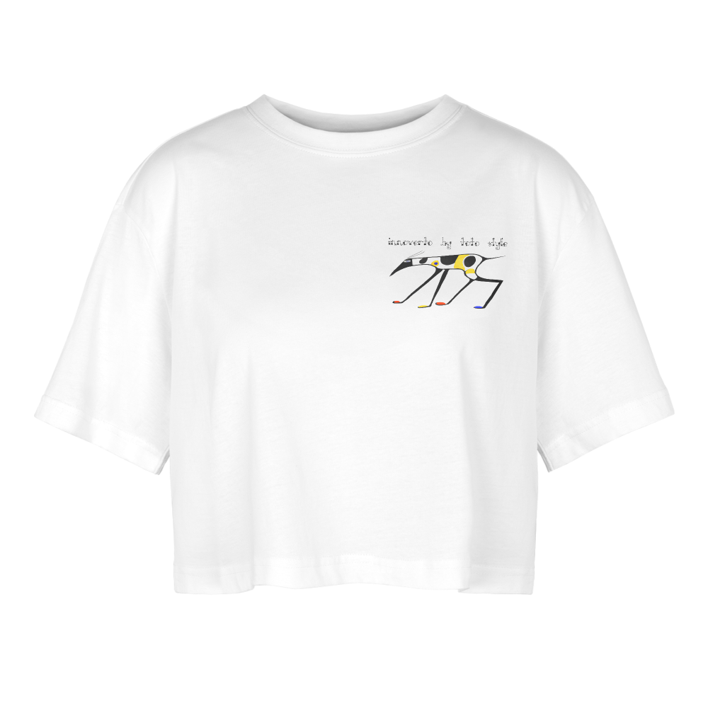 T-shirt court oversize Femme - blanc - t-shirt femme lévrier innoverto - t-shirt chien innoverto - t-shirt lévrier innoverto.dog