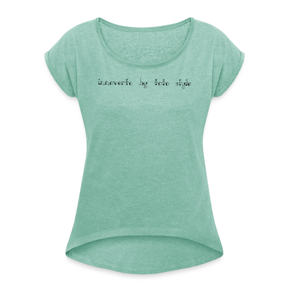 T-shirt à manches retroussées Femme - menthe chiné