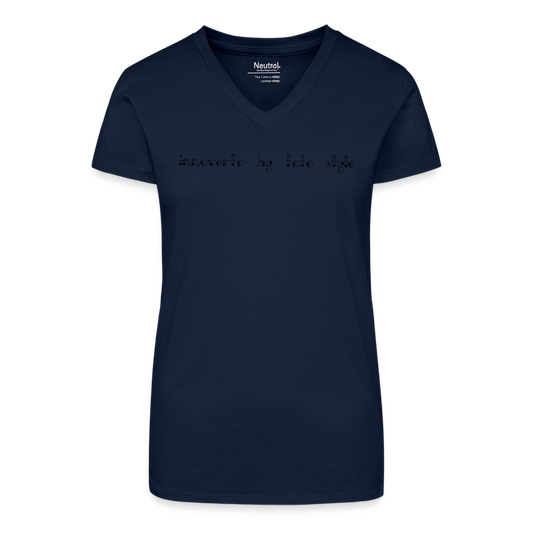T-shirt bio col V Femme - bleu foncé - t-shirt femme lévrier innoverto - innoverto.nice - innoverto.dog