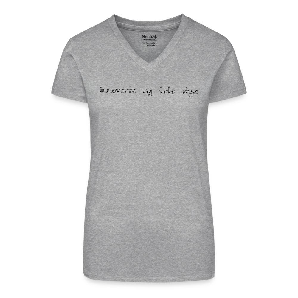 T-shirt bio col V Femme - gris chiné - t-shirt femme lévrier innoverto - innoverto.nice - innoverto.dog