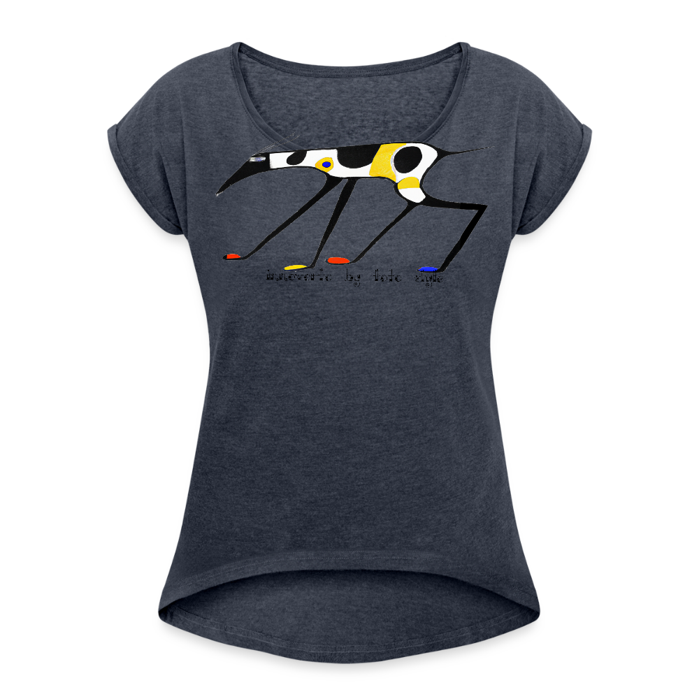 T-shirt court oversize Femme - bleu marine chiné