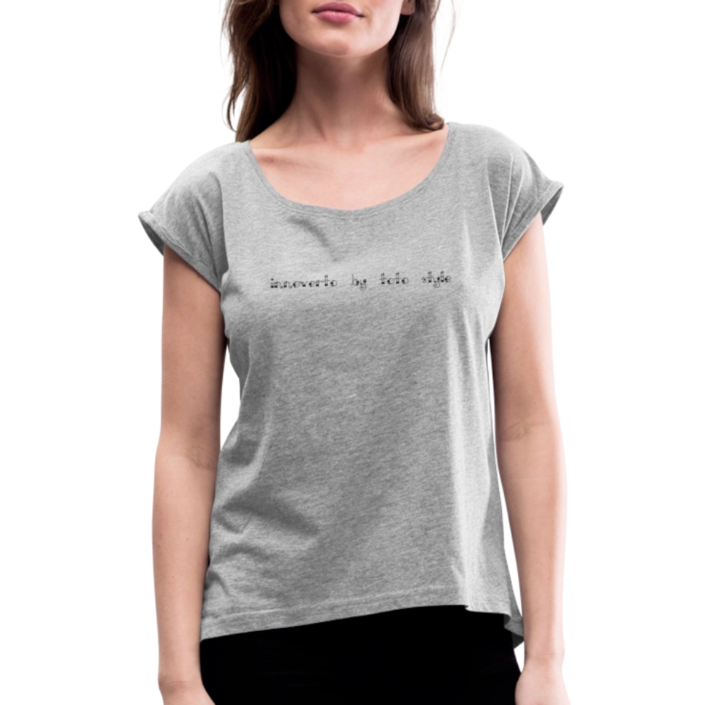 T-shirt à manches retroussées Femme - gris chiné