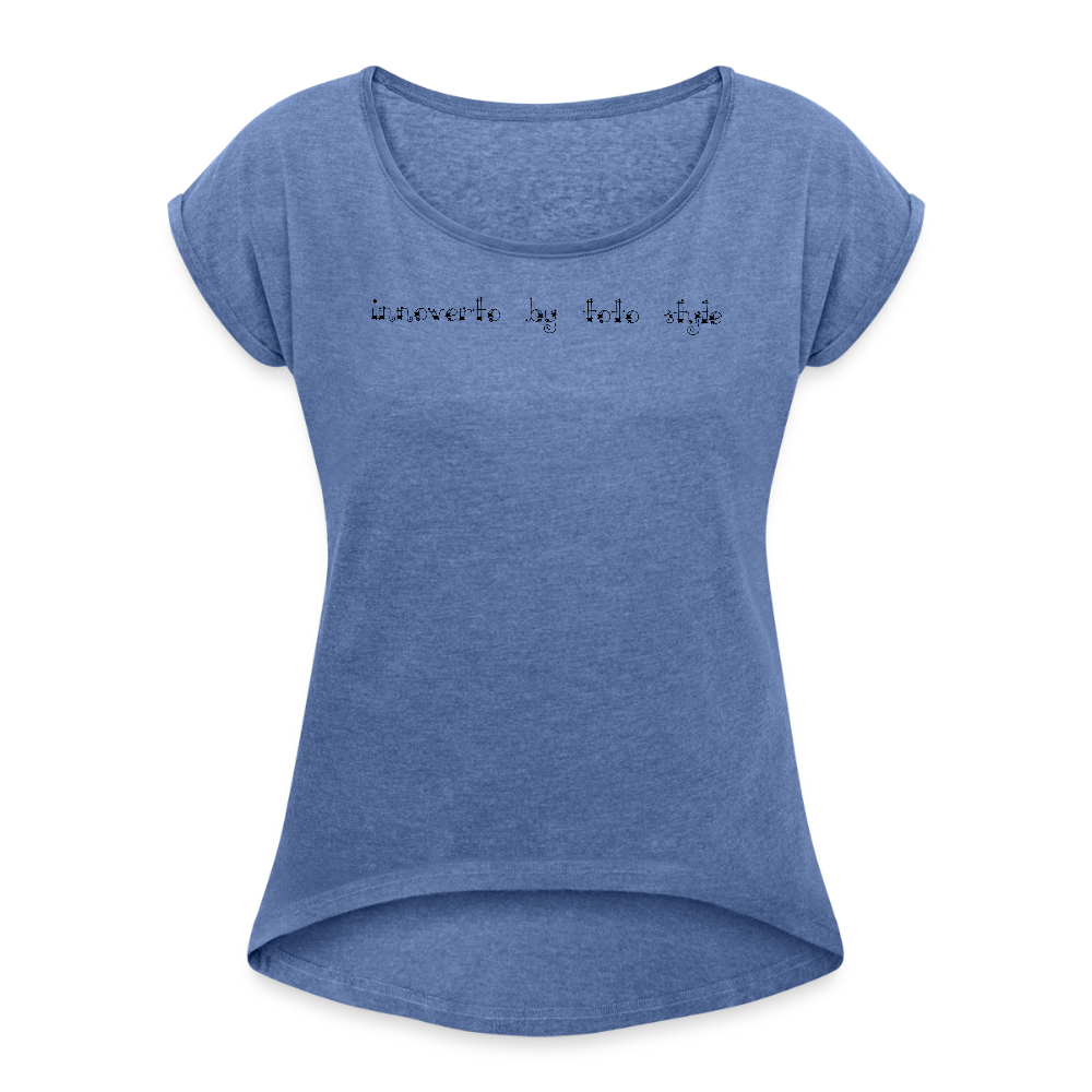 T-shirt à manches retroussées Femme - bleu jeans chiné