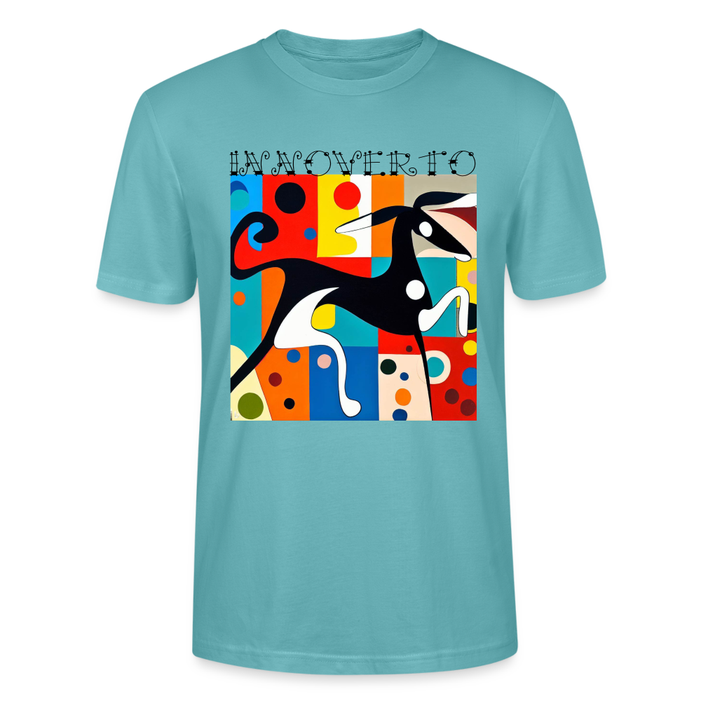 T-shirt bio Homme - turquoise pastel - t-shirt homme lévrier innoverto - innoverto.nice - innoverto.dog