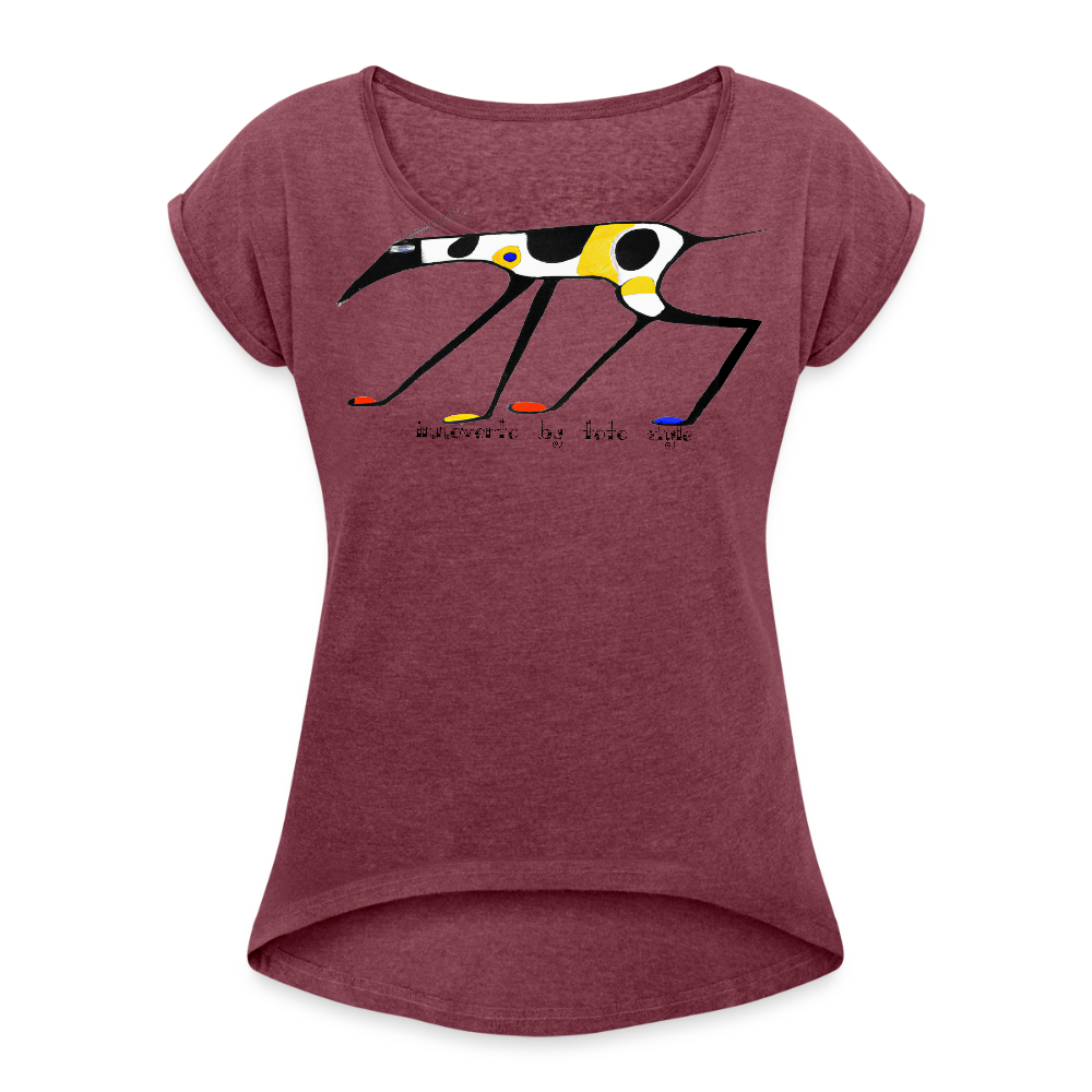 T-shirt court oversize Femme - rouge bordeaux chiné
