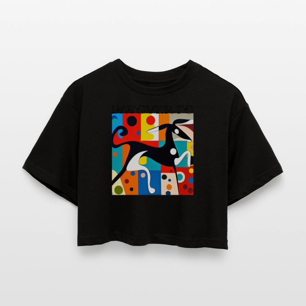 T-shirt court oversize Femme - noir - t-shirt femme lévrier innoverto - innoverto.nice - innoverto.dog