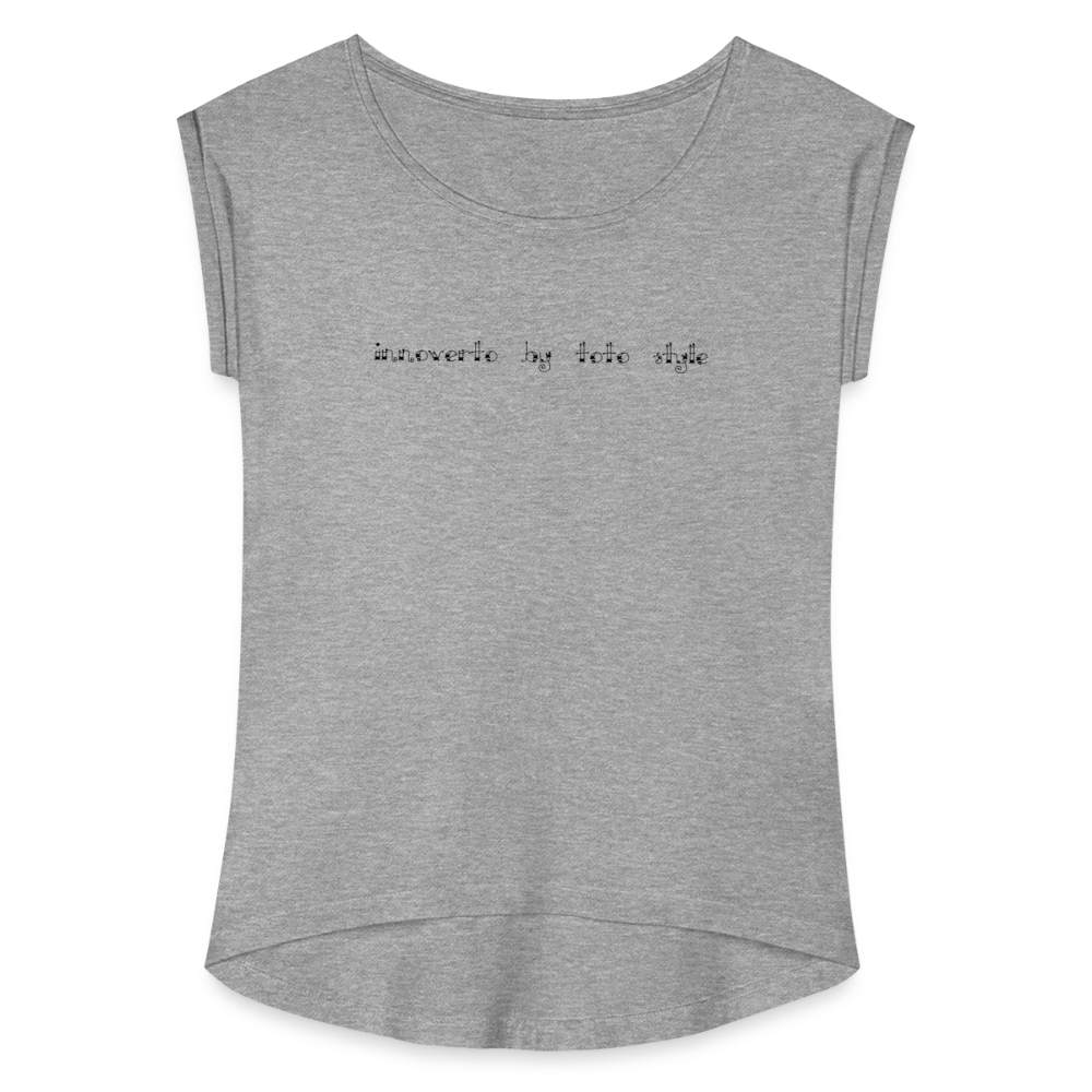 T-shirt à manches retroussées Femme - gris chiné