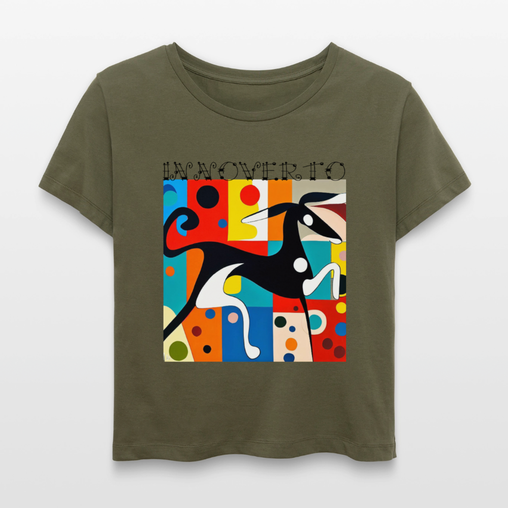 Lévrier graphique - col rond - kaki