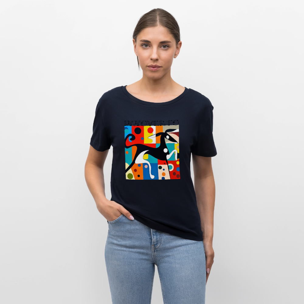 Lévrier graphique - col rond - marine