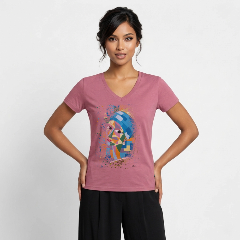 T-shirt bio col V Stanley & Stella Femme - mauve