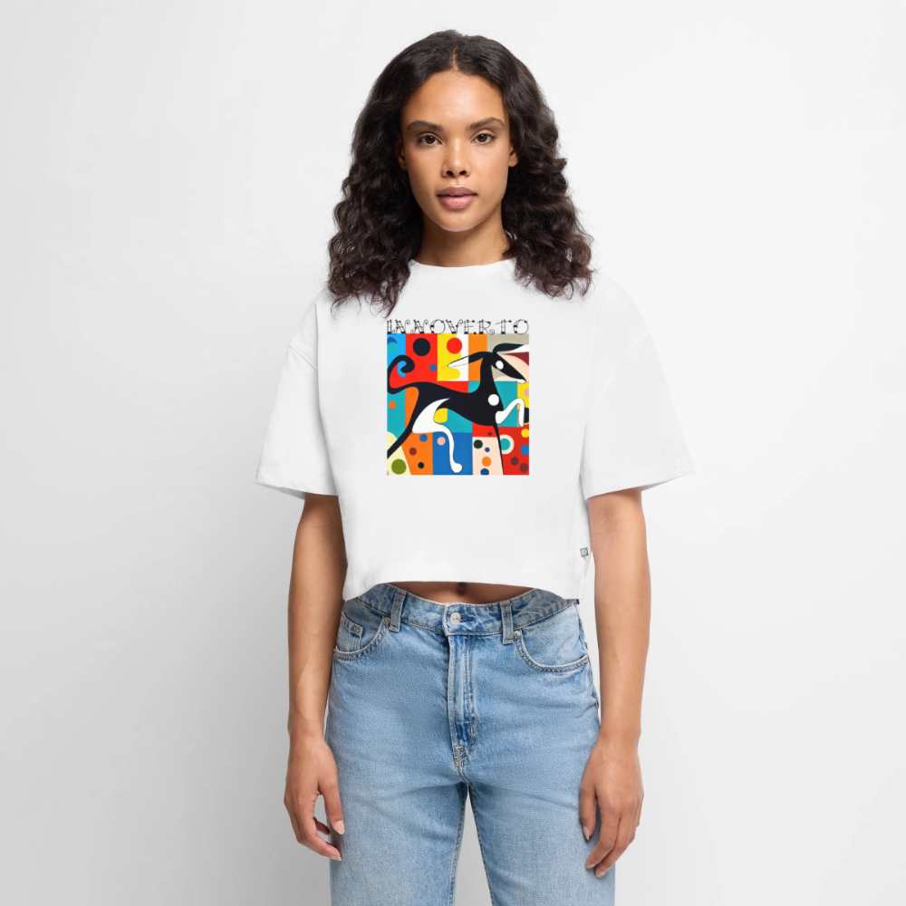 Lévrier graphique - Crop top Oversize - blanc