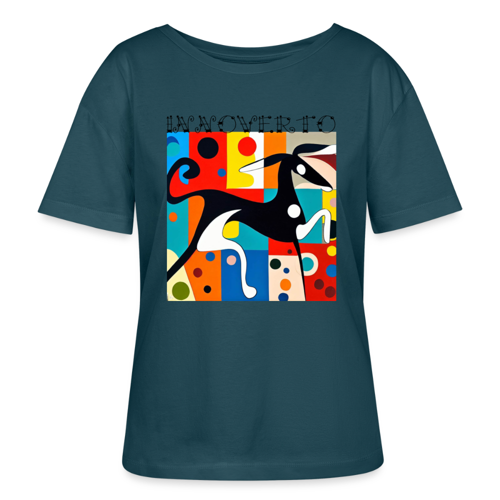 Lévrier graphique - col rond - bleu pétrole foncé
