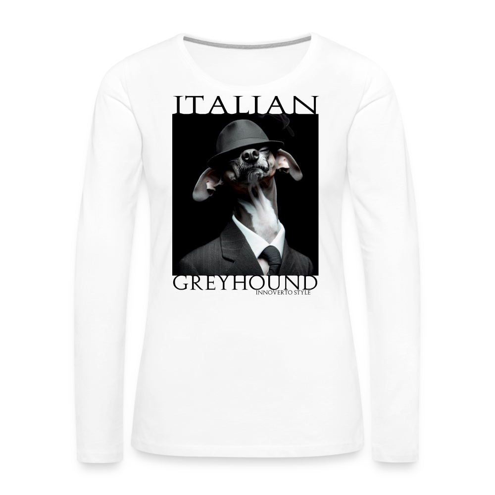 T-shirt manches longues Premium Femme - blanc - t-shirt femme lévrier innoverto - innoverto.nice - innoverto.dog