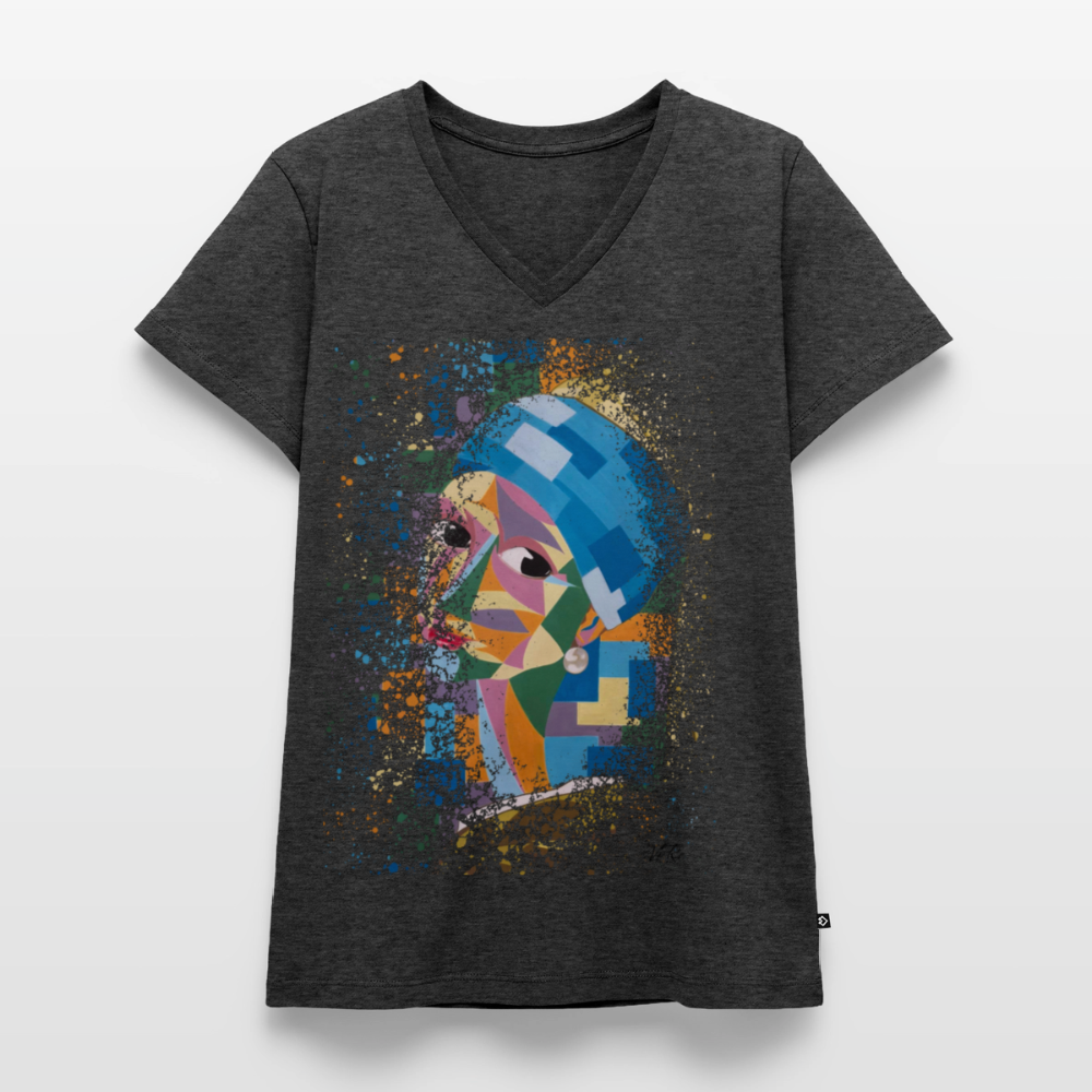 T-shirt bio col V Stanley & Stella Femme - anthracite chiné