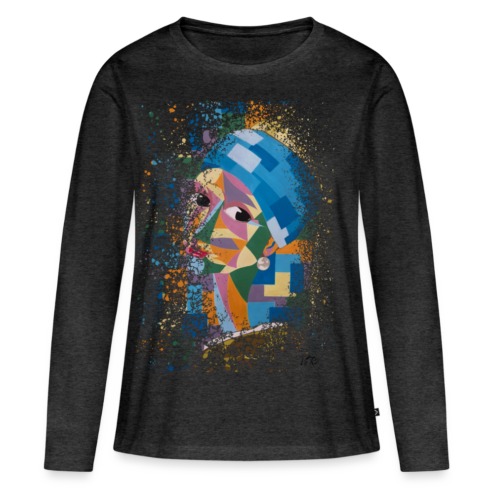 T-shirt manches longues Premium Femme - anthracite chiné