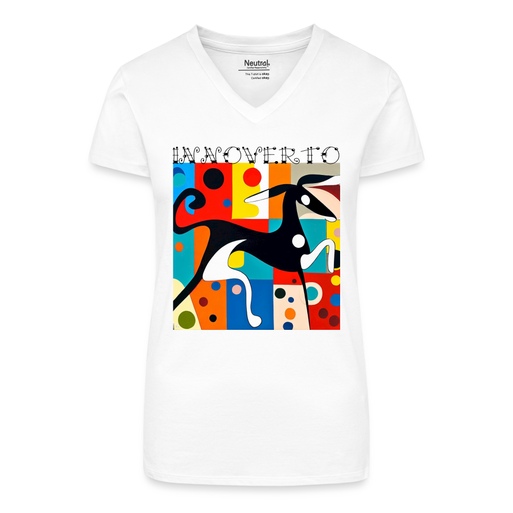 T-shirt bio col V Femme - blanc - t-shirt femme lévrier innoverto - innoverto.nice - innoverto.dog