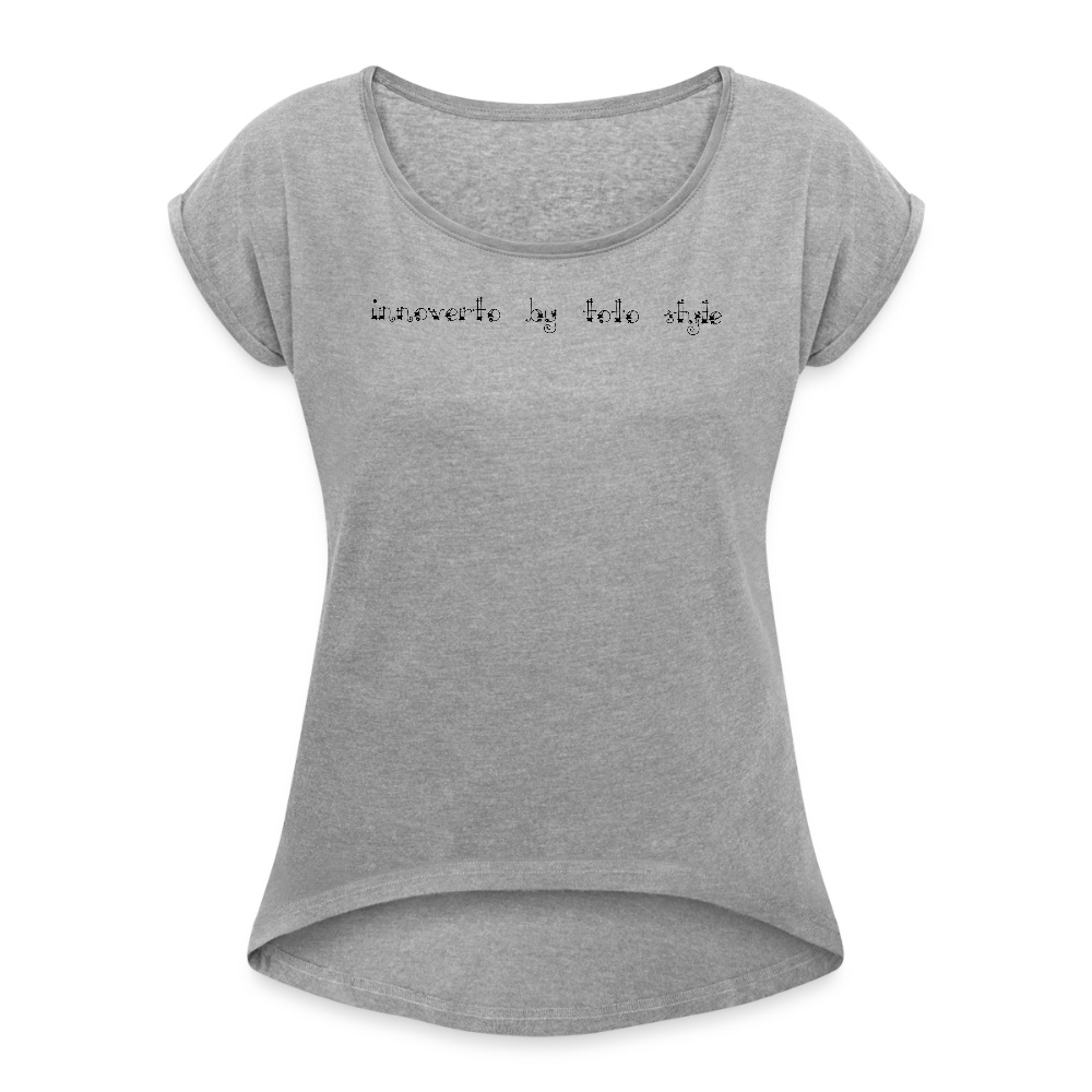 T-shirt à manches retroussées Femme - gris chiné