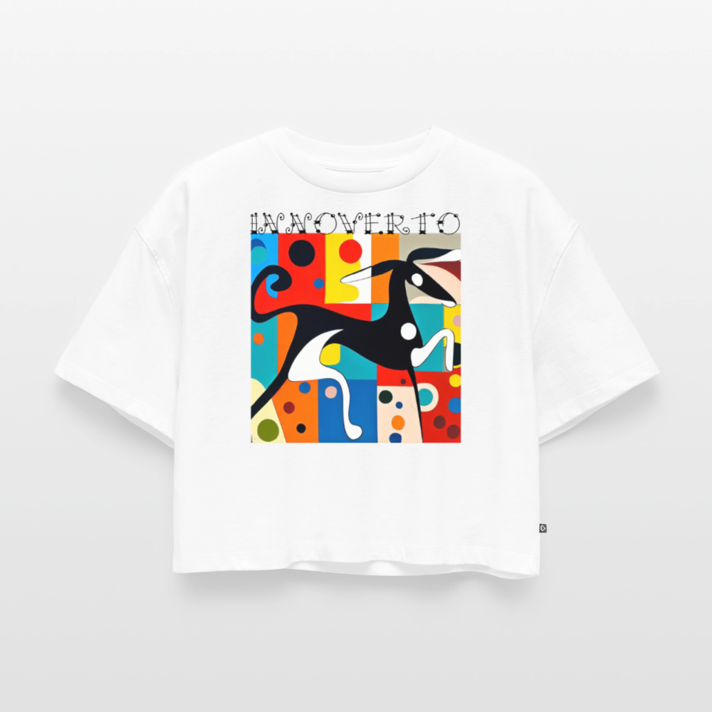 Lévrier graphique - Crop top Oversize - blanc