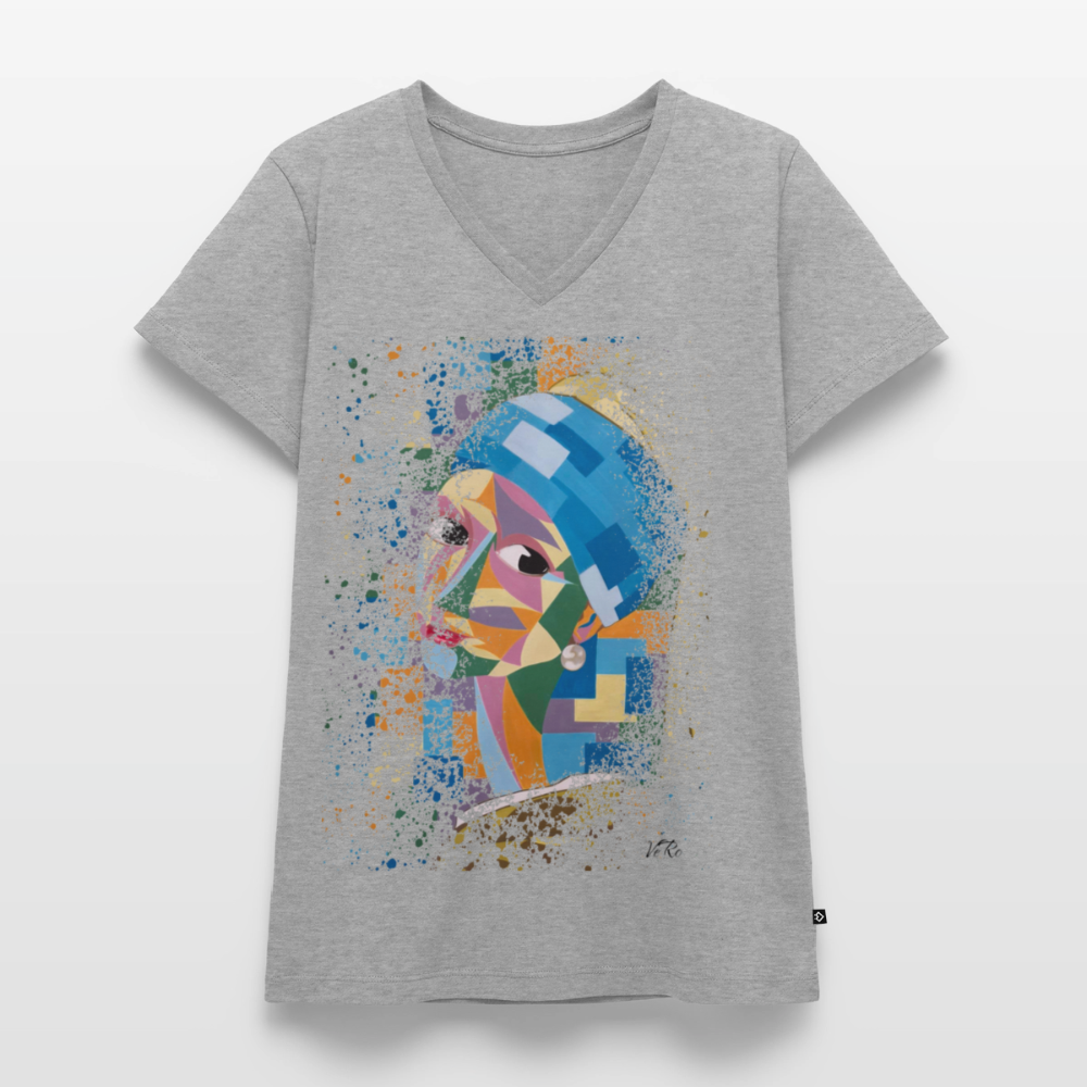 T-shirt bio col V Stanley & Stella Femme - gris chiné