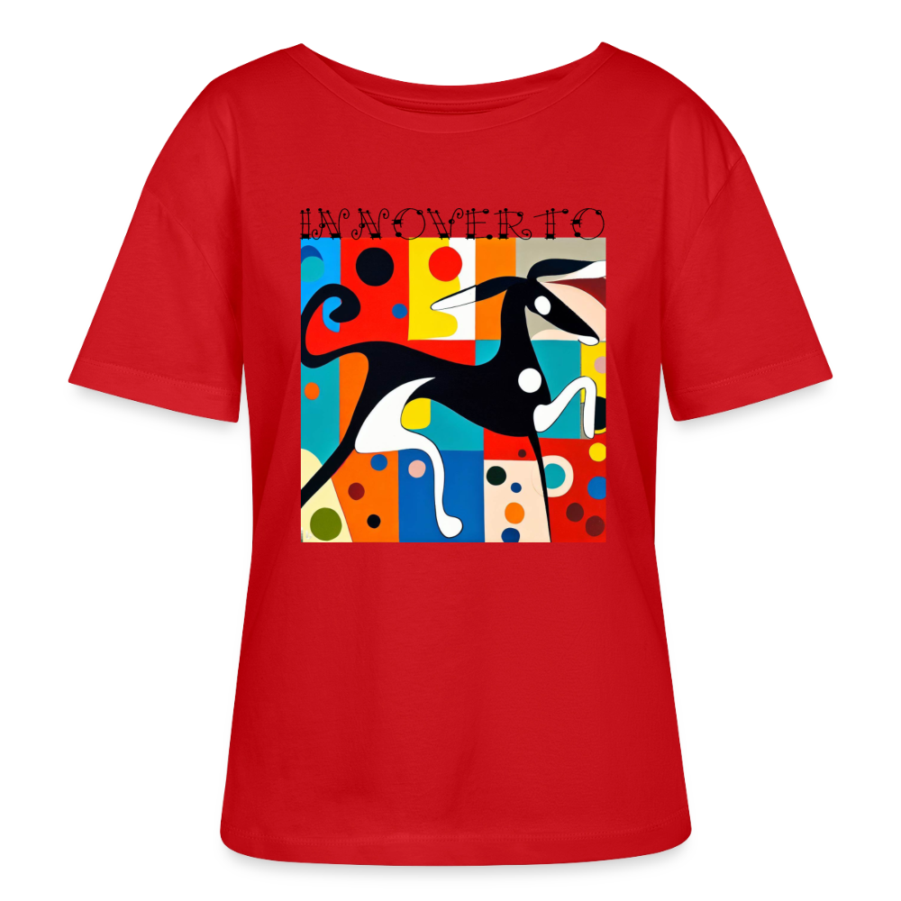 Lévrier graphique - col rond - rouge