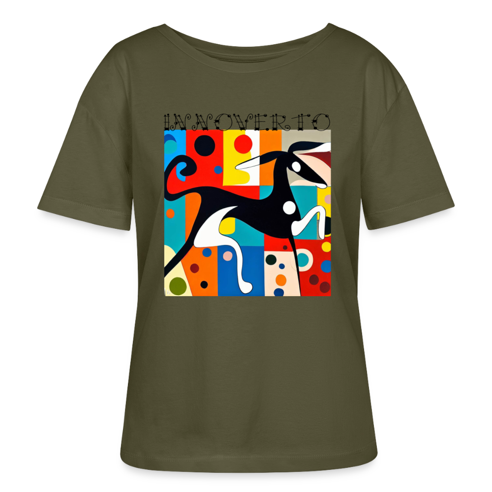 Lévrier graphique - col rond - kaki