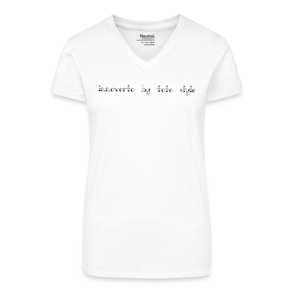 T-shirt bio col V Femme - blanc - t-shirt femme lévrier innoverto - innoverto.nice - innoverto.dog
