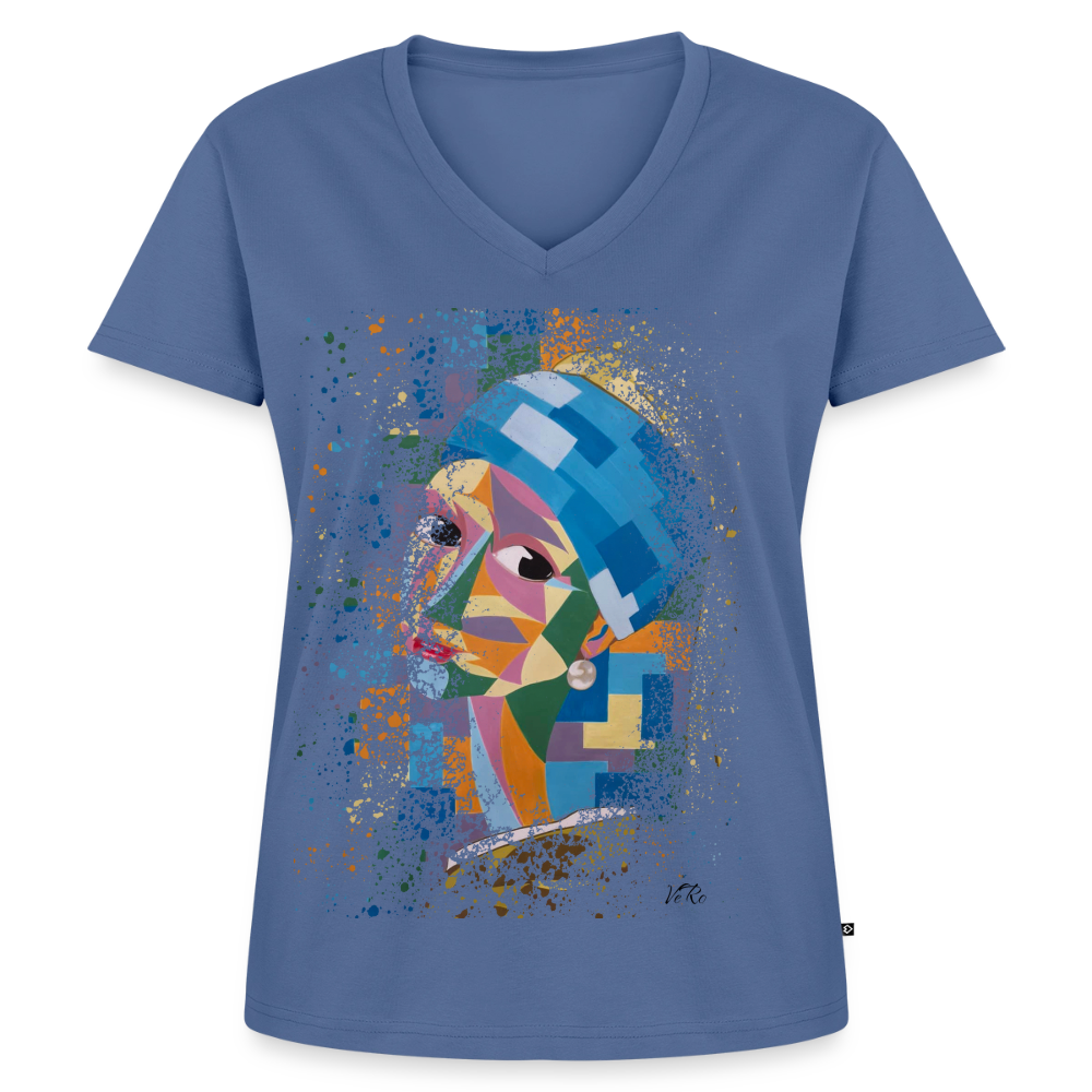 T-shirt bio col V Stanley & Stella Femme - bleu pigeon