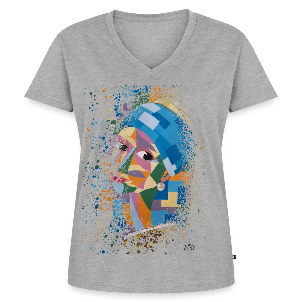 T-shirt bio col V Stanley & Stella Femme - gris chiné