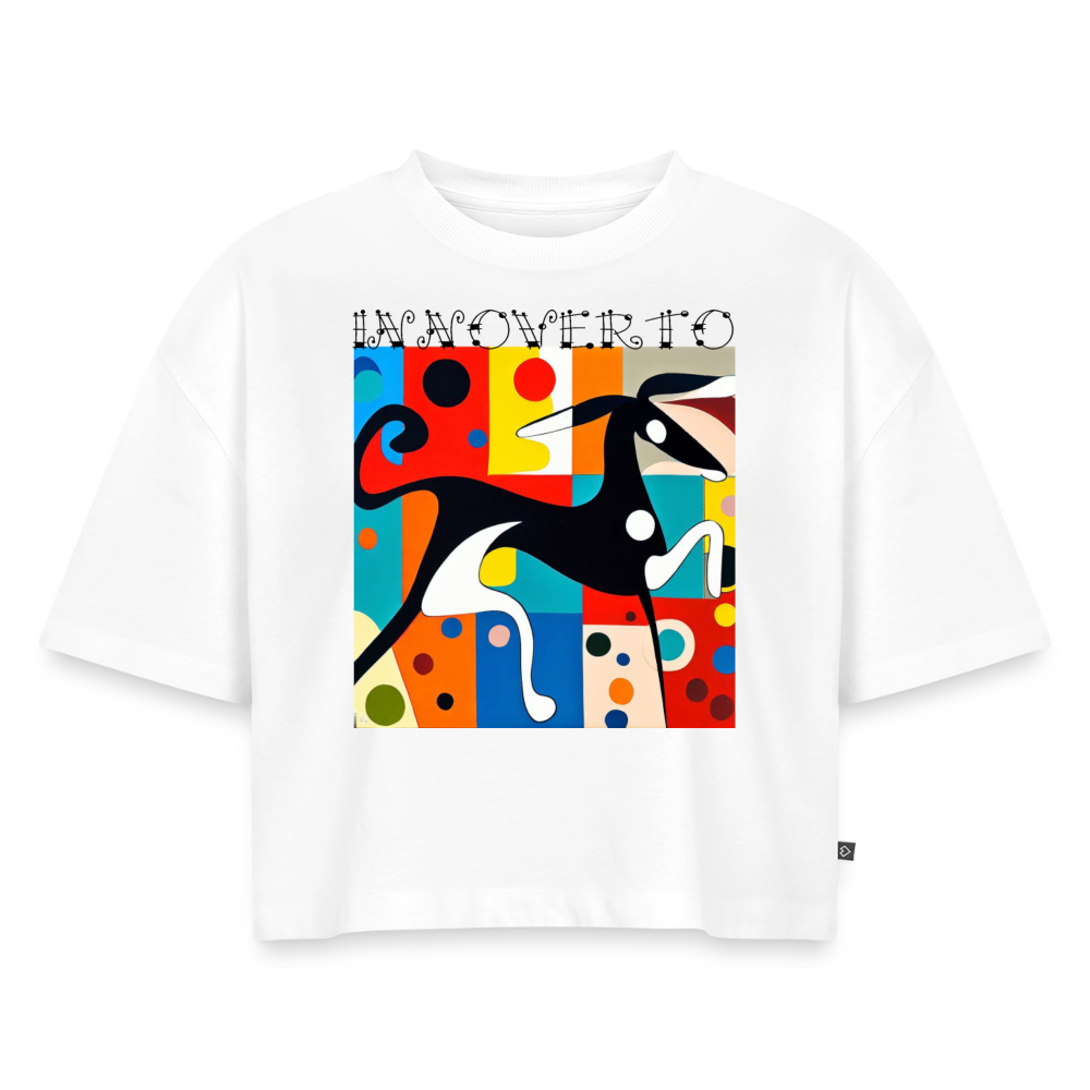 Lévrier graphique - Crop top Oversize - blanc