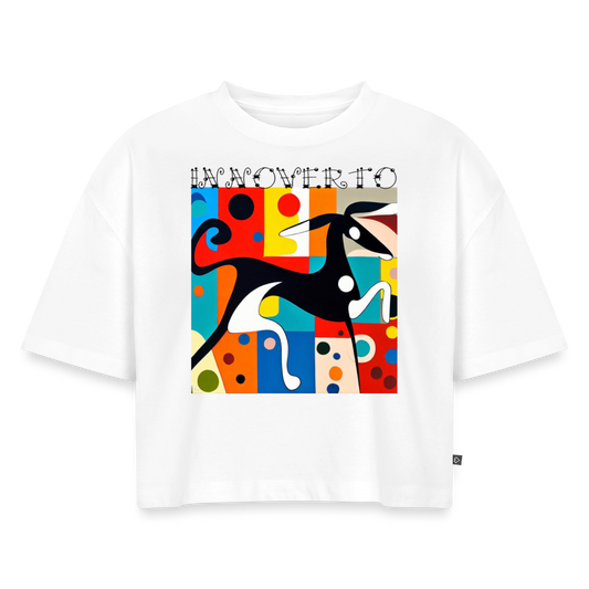 Lévrier graphique - Crop top Oversize - blanc