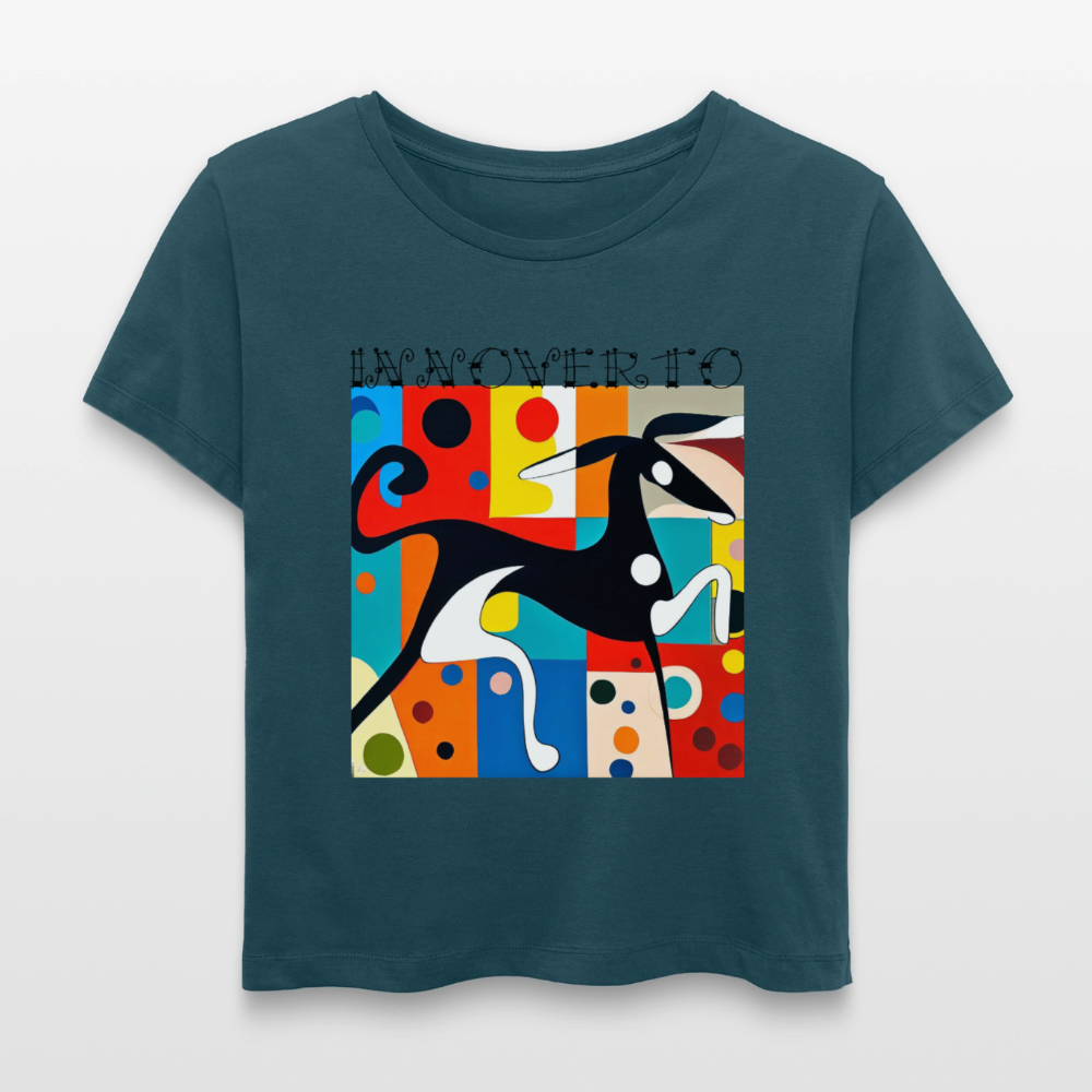 Lévrier graphique - col rond - bleu pétrole foncé