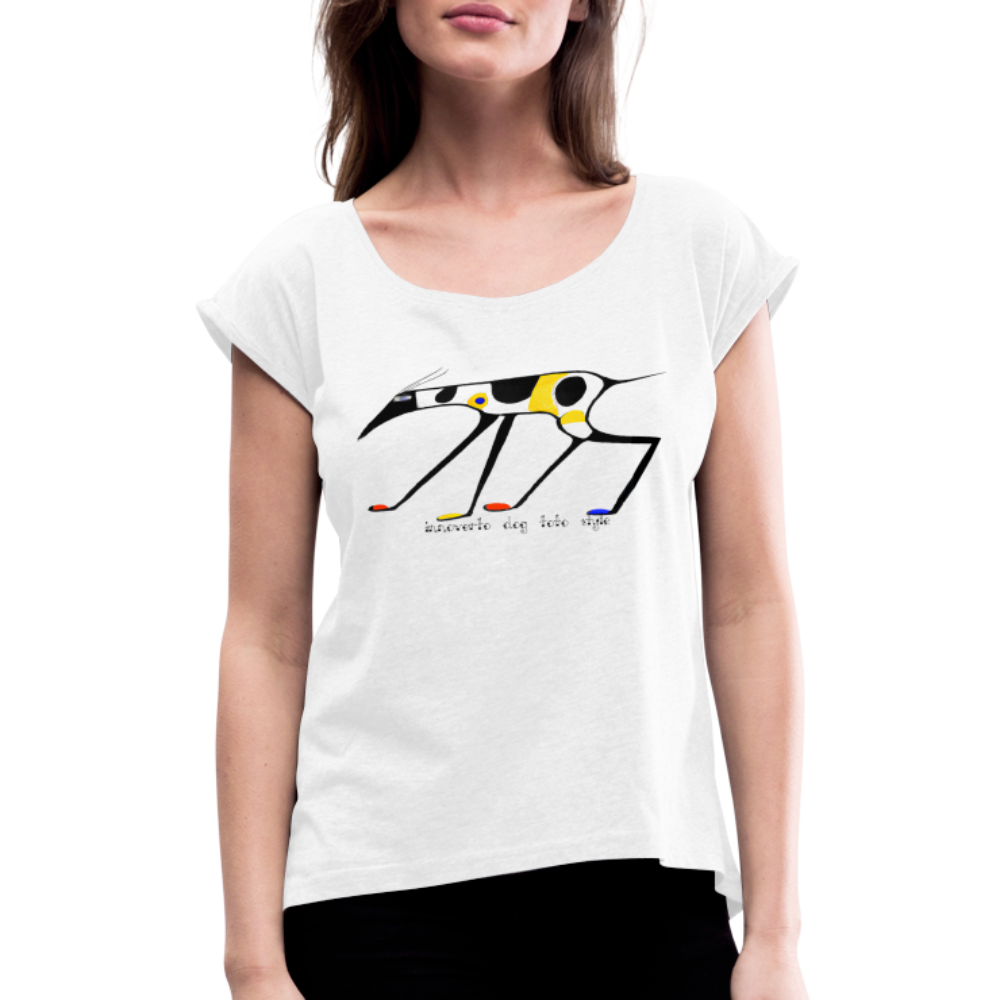 T-shirt à manches retroussées Femme - blanc