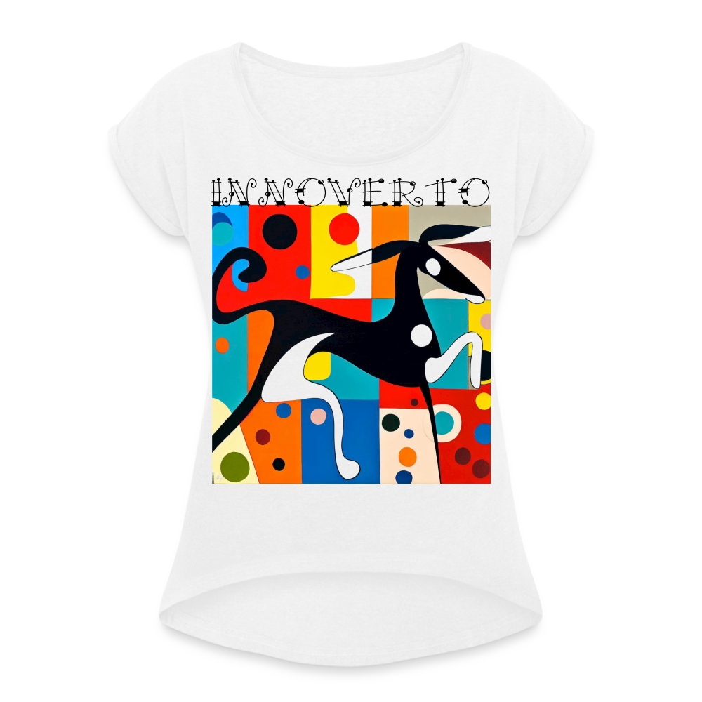 T-shirt à manches retroussées Femme - blanc