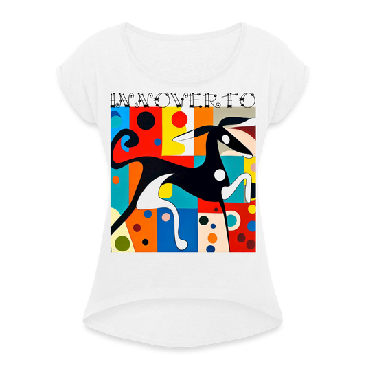 T-shirt à manches retroussées Femme - blanc